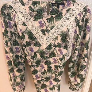 Maje White Ruffled Bib Collar Blouse